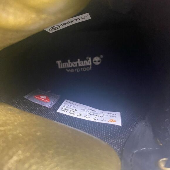 TIMBERLAND Women’s Rebolt  Boot Black Gold Size 6‎ Nubuck Suede Leather Lace Up - Picture 6 of 14